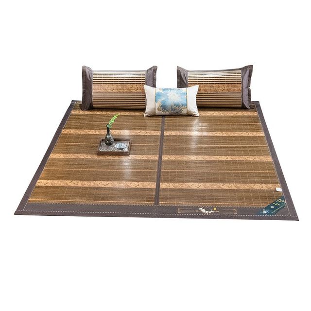 Summer mat naked sleeping double-sided foldable hard bamboo mat summer large bed single double household thickened rattan mat
