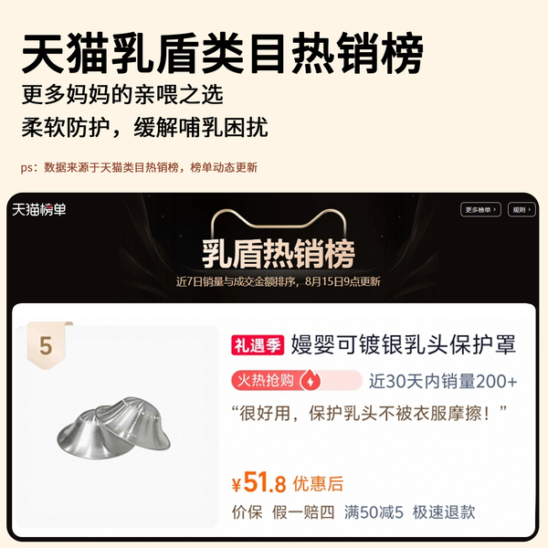 嫚婴可 镀银款乳盾透气防摩擦乳头保护罩奶盾超薄大乳头喂奶神器 — 3