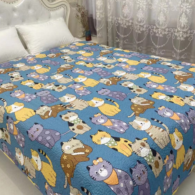 Bed cover, all seasons, universal single piece simple geometric quilting multi-purpose pad sweat-absorbing cotton anti-slip sheet non-slip bed