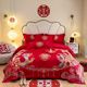 High-end Dragon and Phoenix Embroidery Wedding Four-Piece Cotton 2024 New Big Red Bedding Sheets and Quilt Cover Wedding Bedding