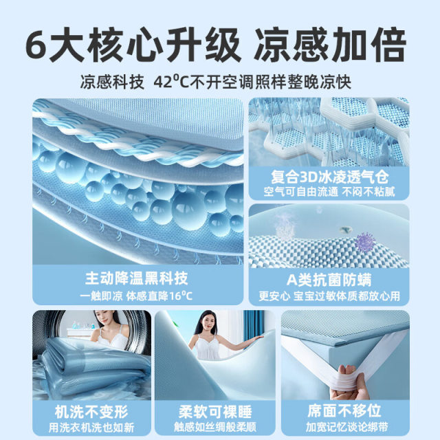 Cool Mat Summer 2025 New Mat Ice Silk Cool Mat Class A Maternal and Child Grade Straw Mat Mattress Sheets Three-piece Set