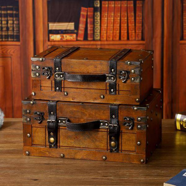 Vintage retro portable storage box portable antique shooting props suitcase cultural relics collection hundred boxes