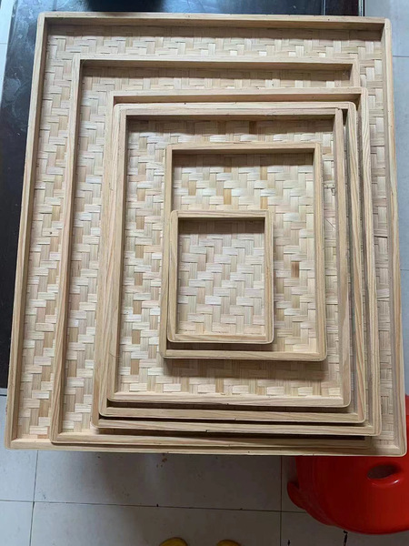 方形竹编簸箕无孔耐用晾晒烘烤茶药托盘筛子火锅放菜通用型画框