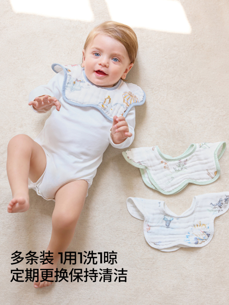 嫚熙花瓣口水巾婴儿围嘴纱布口水巾婴儿a类纯棉夏天薄款口水围兜 — 5
