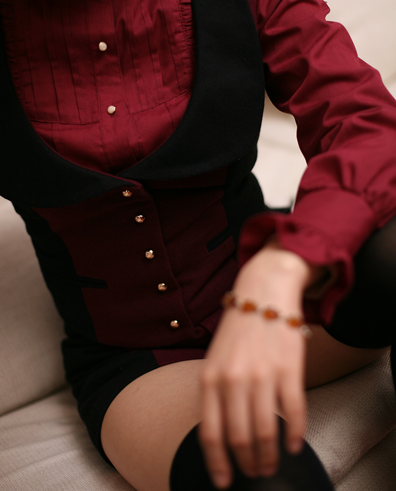 LA POMME-RINGO MONOGATARI-ORIGINAL DESIGN-JUE SERIES-RED AND BLACK B-VEST + SHORTS