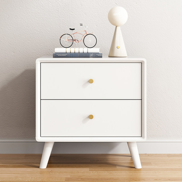 Solid wood rubber wooden bedside table Wasabi style home bedroom bedside simple modern storage cabinet storage cabinet small cabinet