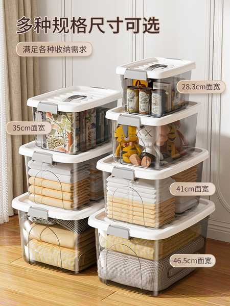 手提透明收纳箱家用玩具零食储物箱塑料收纳盒工具杂物整理后备箱