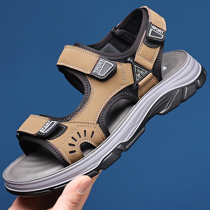 SANDALS MENS 2024 NEW SUMMER WEAR NON-SLIP WEARABLE WEAR-RESISTANT SOFT-SOLED OUTDOOR SPORTS CASUAL DRIVING MENS BEACH SHOES
