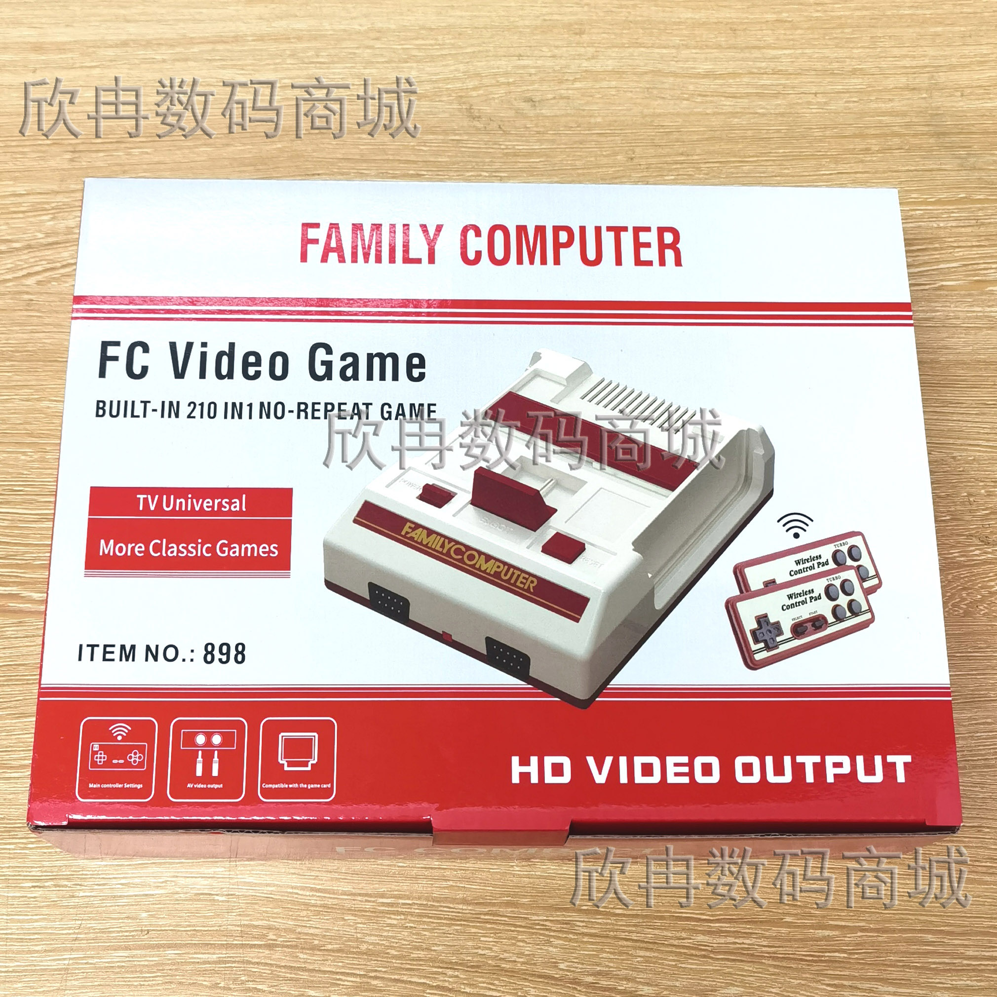 빨간색과 흰색 게임 콘솔 작은 노란색 카드 무선 컨트롤러 HDMI 고화질 인터페이스 8비트 빨간색과 흰색 콘솔 FC 플러그인 카드 TV 게임