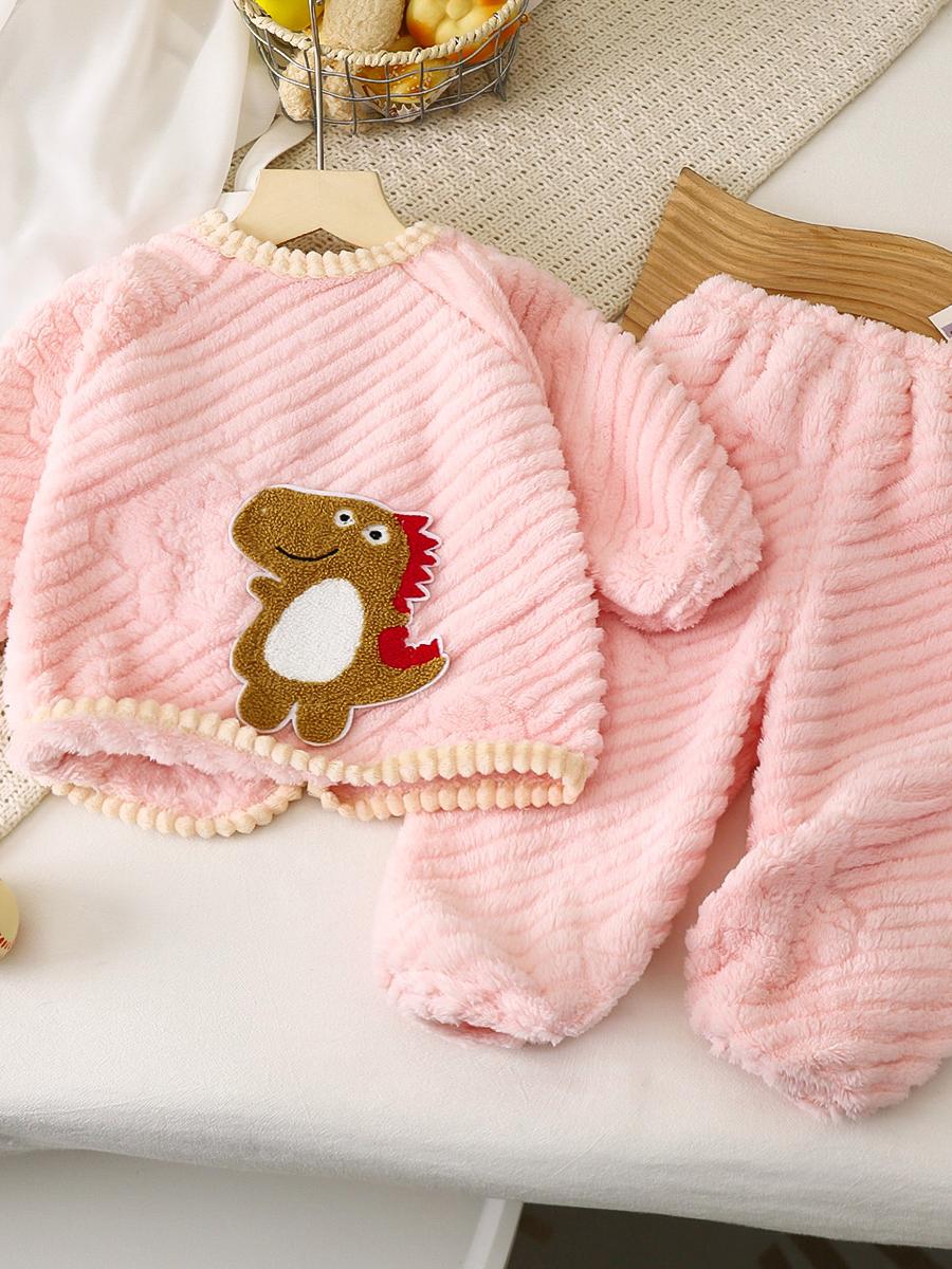 SMOCK BABY SUIT NEW MALE AND FEMALE BABY FLANNEL SMOCK PUFF PANTS TWO-PIECE SET OF CHILDRENS ANTI-DIRT CLOTHES UPSIDE DOWN
