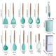 Wooden handle silicone kitchenware set 12-piece storage bucket non-stick spatula spoon cooking kitchenware 11-piece silicone spatula spoon