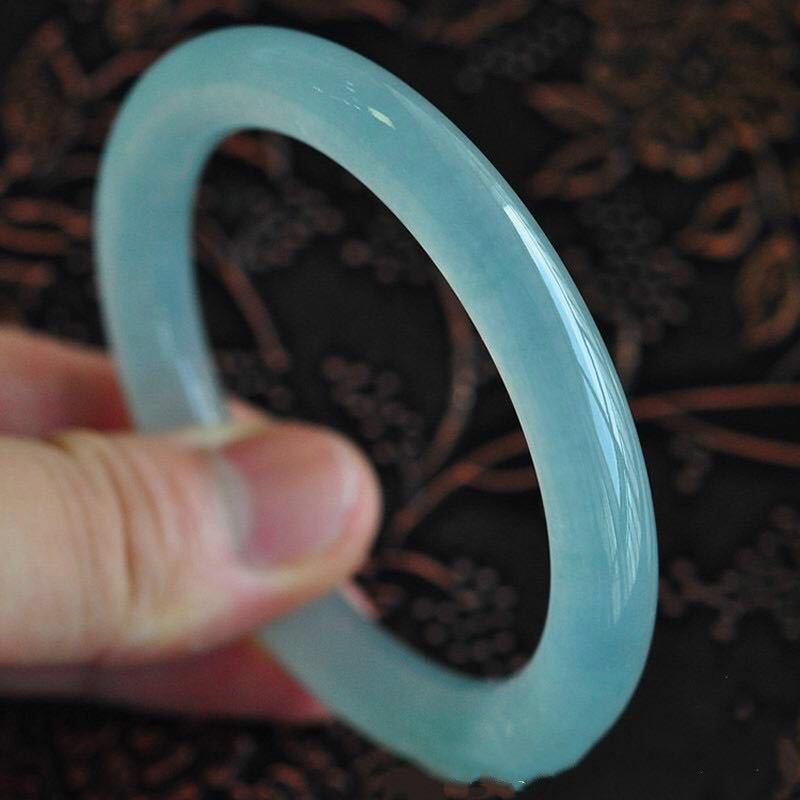 FACTORY DIRECT S ROUND STRIP ICE QUARTZITE JADE BRACELET A GOODS LIGHT BLUE JADE JADE BRACELET FEMALE LIVE BROADCAST SUPPLY