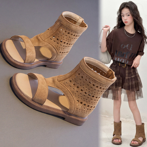 Girls' Shoes 2026 Summer New High-Top Roman Sandals Non-Slip Bohemian Style Kidsren's Open-Toe Cut-Out Sandals