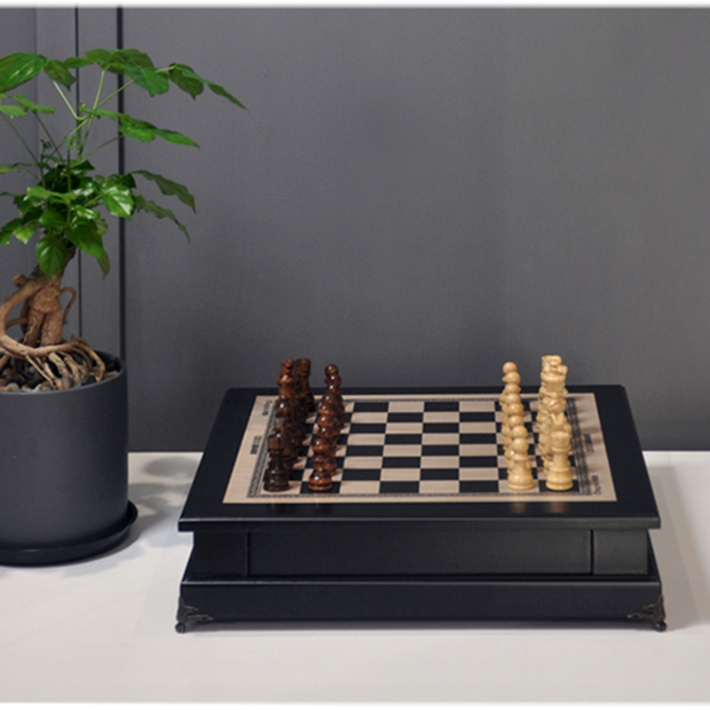대형 체스 어린이 고급 목조 체스 장식품 장식 베이 창 테이블 무료 배송