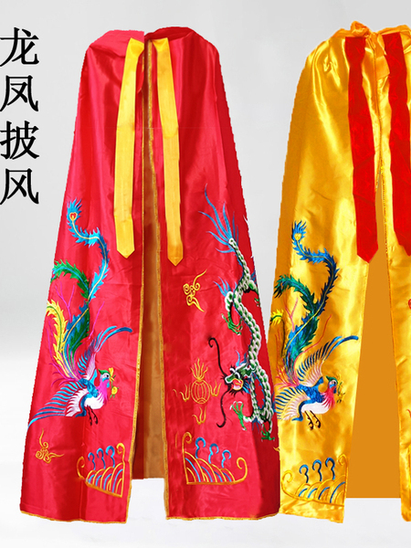 神像衣佛袍神仙龙凤披袍菩萨娘娘披肩观音斗篷小123米红黄色披风