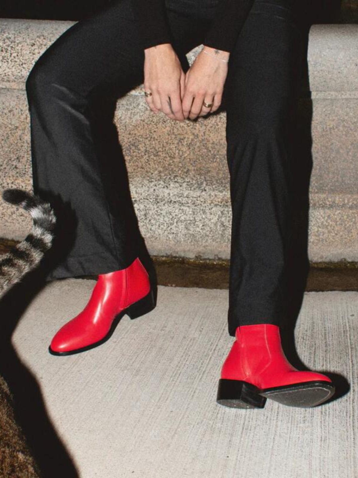 CHELSEA MENS FALL|WINTER 2024 NEW CHELSEA BOOTS MALE RED TOP LAYER COWHIDE MARTIN BOOTS