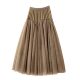 Atmospheric long skirt pleated thin puffy skirt French design sensor net yarn skirt female 2023 autumn and winter foreign aura skirt