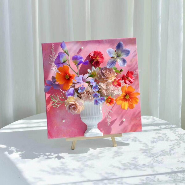 永生花半壁花瓶画彩色画板系列复古石膏花器花艺DIY材料手工礼物