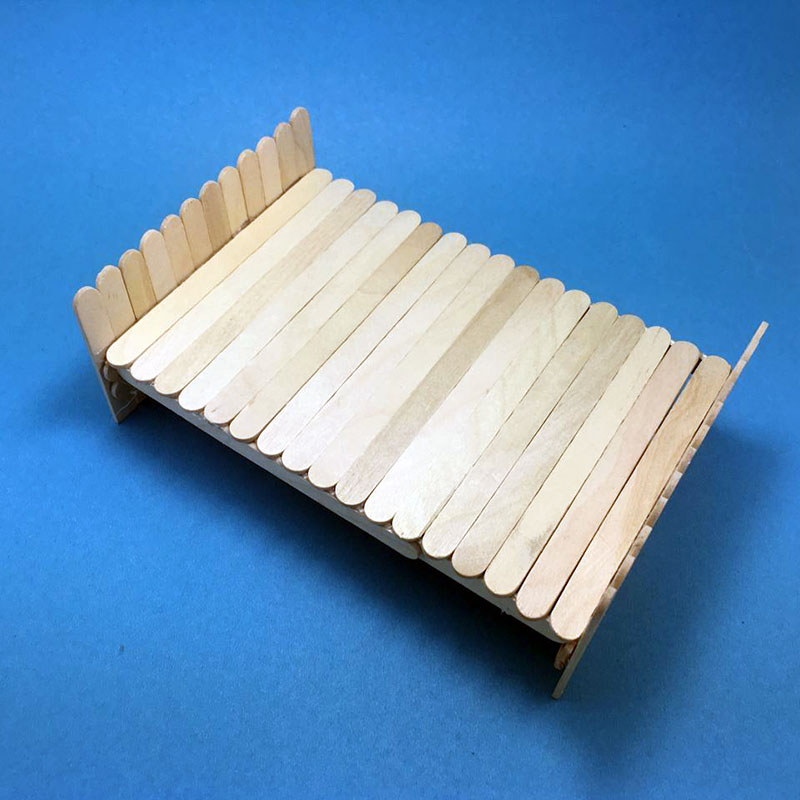 아이스크림 스틱 작은 나무 침대 소량 생산 나무 스틱 침대 유치원 노동 기술 수공예 아이스바 수공예 경쟁 작품