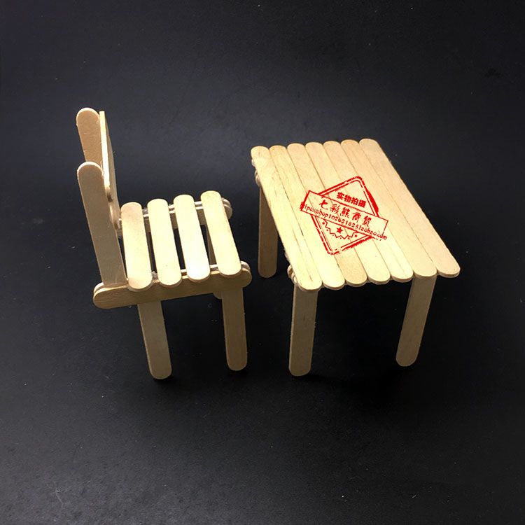 아이스크림 스틱 DIY 수제 작은 테이블과 의자 수제 작은 유치원 예술과 공예 수제 미니 작은 책상