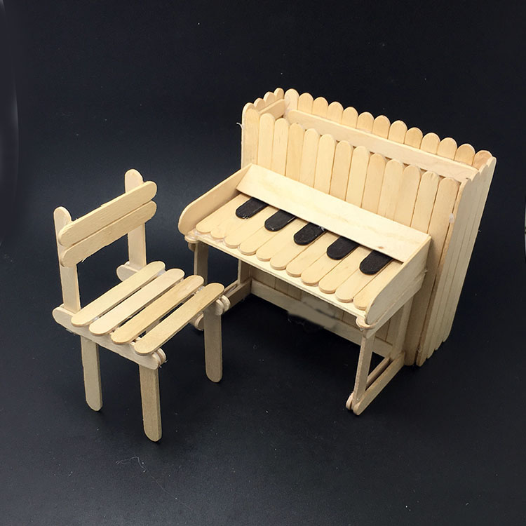 DIY 수제 피아노 제작 재료 노동 및 기술 작업 아이스 스틱 피아노 창의적인 미니 아이스크림 스틱 나무 피아노