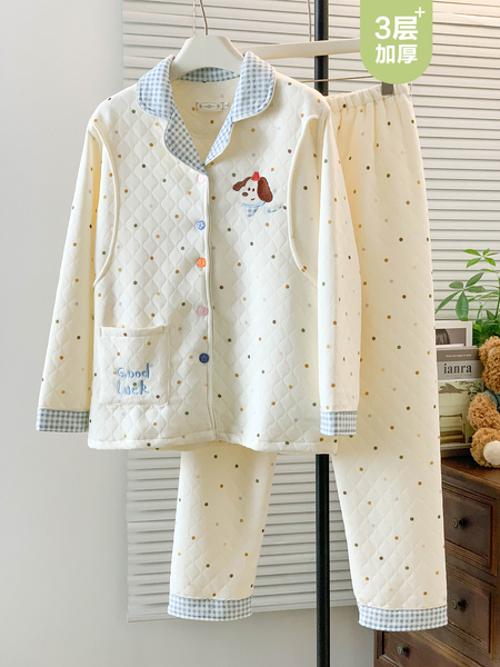 秋冬季加厚空气棉月子服春秋款纯棉产后孕妇睡衣哺乳期2月份3坐月