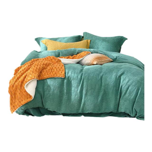 Mercury Home Textiles Cotton Four-piece Set Super Soft Washed Cotton Colored Jacquard Sheets Quilt Cover Solid Colors for Four Seasons