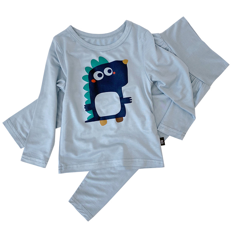 BOYS PAJAMAS MODAL SPRING AND AUTUMN THIN DINOSAUR HIGH WAIST LONG SLEEVED AUTUMN CLOTHES AUTUMN PANTS KIDS BABY UNDERWEAR SET MEN