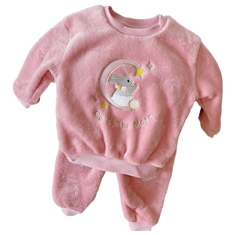 BROKEN CODE CLEARANCE GIRLS PAJAMAS FLANNEL AUTUMN WINTER CORAL VELVET CARTOON KIDS BABY GIRLS LOUNGEWEAR