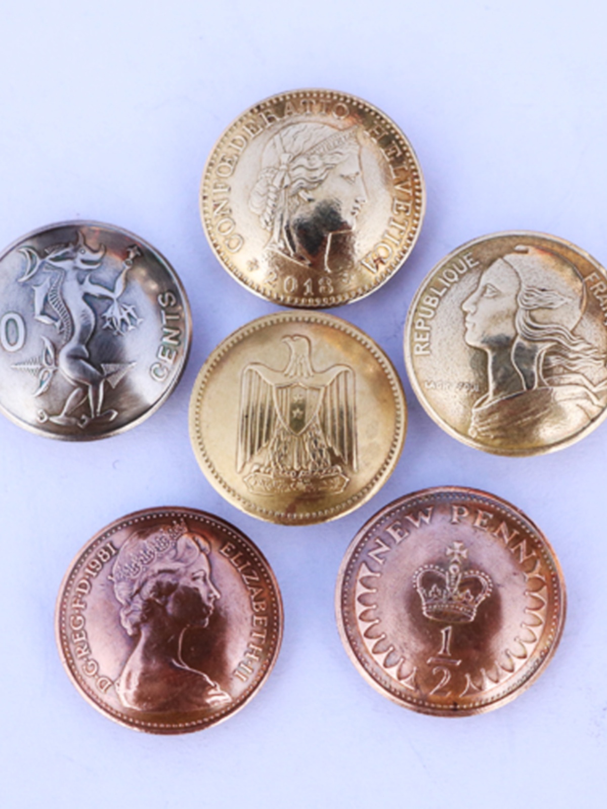 HANDMADE DIY VINTAGE GENUINE MONEY CLOTHES BUTTON COIN BUTTON CUFFLINK LEATHER GOODS CAI CLOTH BUCKLE METAL BADGE 16-17MM