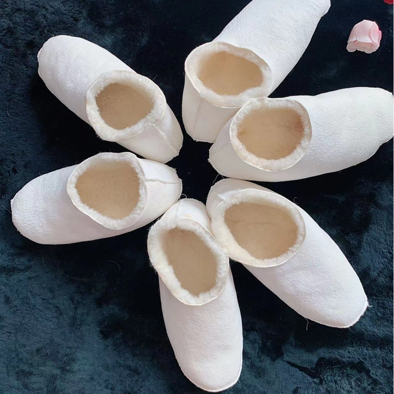 양모 신발 및 양말 양가죽 양말 벨벳 및 두꺼운 양말 모피 일체형 신발 및 양말 눈 완두콩 방한 방습 및 편안함