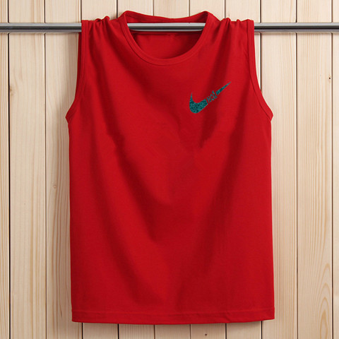 SPORTS VEST MENS SLEEVELESS T-SHIRT COTTON BREATHABLE FITNESS BASE WIDE SHOULDER SUMMER YOUTH LOOSE BASKETBALL UNIFORM