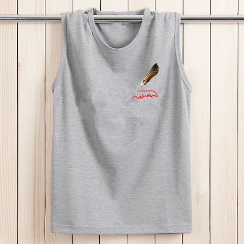 SUMMER FITNESS COTTON SPORTS VEST SLEEVELESS T-SHIRT LOOSE BREATHABLE HURDLE VEST TREND WIDE SHOULDER MENS VEST