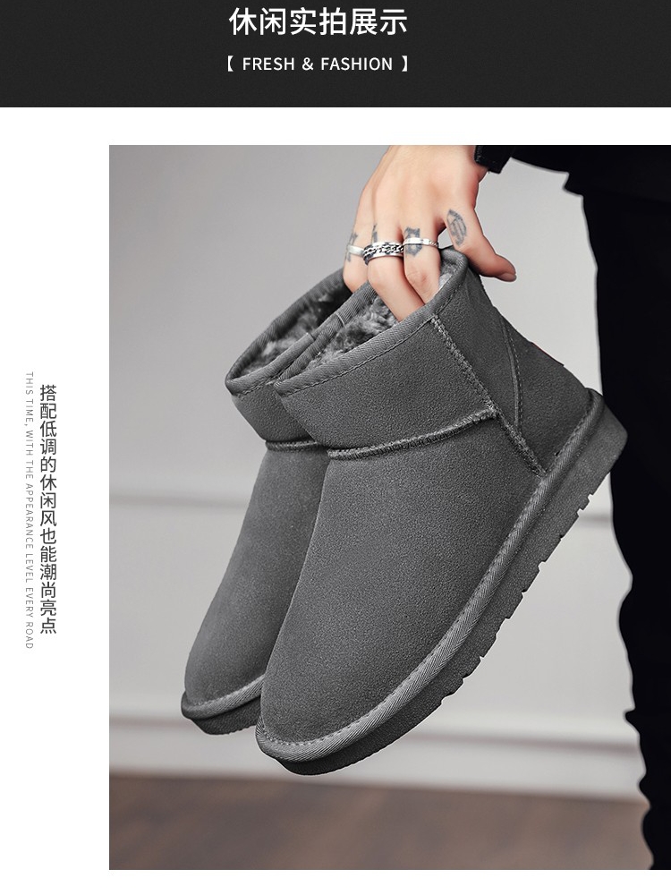 SNOW BOOTS MENS WINTER PILE THICKENED FUR INTEGRATED HIGH-TOP COTTON SHOES OUTDOOR LIGHTWEIGHT AND WARM PLATFORM BREAD SHOES