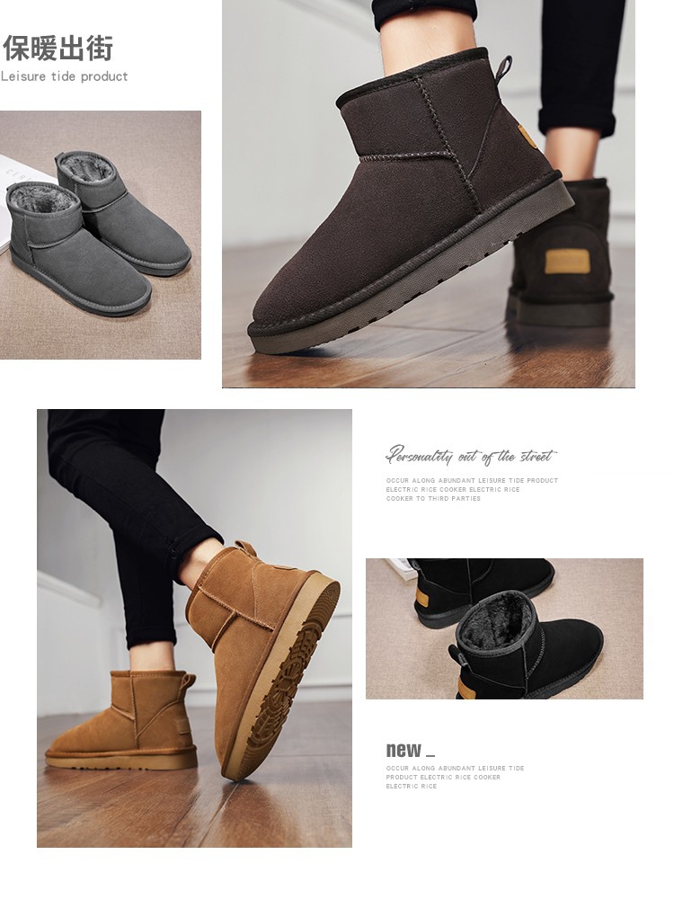 SNOW BOOTS MENS WINTER PILE THICKENED FUR INTEGRATED HIGH-TOP COTTON SHOES OUTDOOR LIGHTWEIGHT AND WARM PLATFORM BREAD SHOES