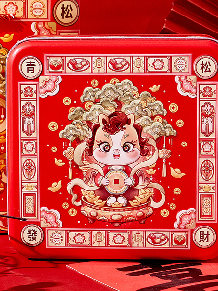 原创马年2026儿童节立体网红铁盒浮雕方形饼干铁盒糖果盒巧克力盒