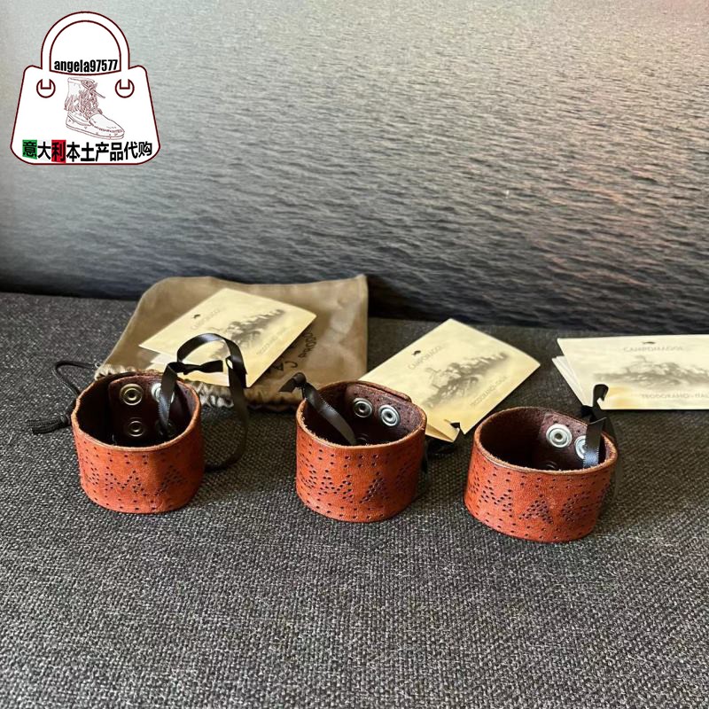 CAMPOMAGGI VEGETABLE TANNED COWHIDE BRACELET MENS AND WOMENS NICHE CAMPO MAGI CUT-OUT ENGRAVED LETTER WIDE BRACELET HANDMADE