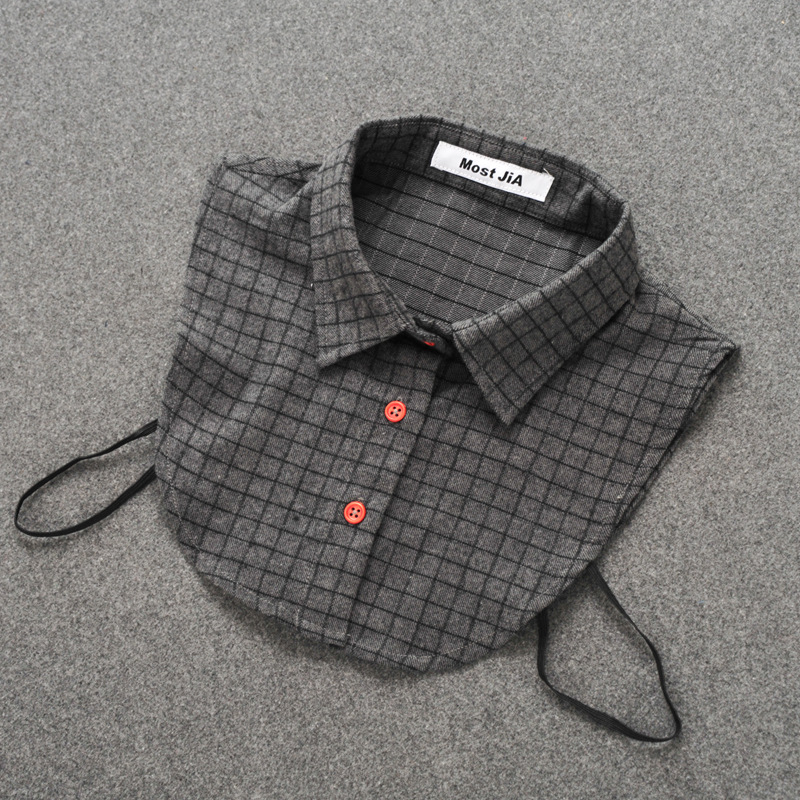 2022 SPRING NEW SHIRT FAKE COLLAR KOREAN BRUSHED COTTON PLAID MENS AND WOMENS SHIRT COLLAR VERSATILE SWEATER FALSE COLLAR