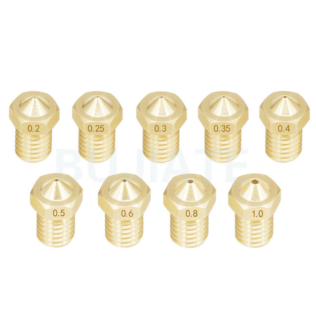 3D printer all-metal 3DM6 threaded copper nozzle 0.2/0.3/0.4/0.5mm 1.75/3mm consumables