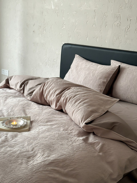 Light luxury style 100S all-cotton velvet cotton four-piece set tribute satin jacquard quilt cover mattress style pure cotton bed linen bedding