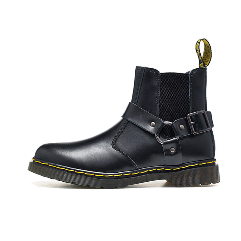 DRHEBENS CHELSEA BOOTS MENS AND WOMENS HIGH-TOP LEATHER BRITISH MARTIN BOOTS BUCKLED VINTAGE BIKER BOOTIES
