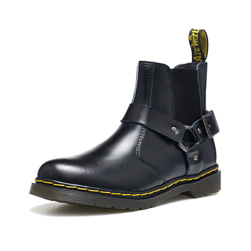 DRHEBENS CHELSEA BOOTS MENS AND WOMENS HIGH-TOP LEATHER BRITISH MARTIN BOOTS BUCKLED VINTAGE BIKER BOOTIES