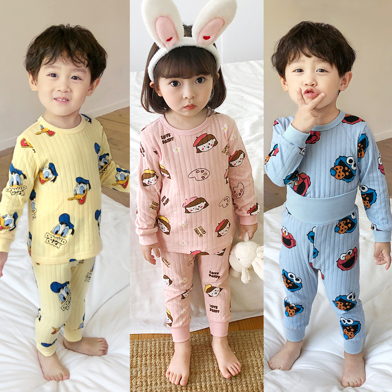 BABY AUTUMN CLOTHES AUTUMN PANTS SET COTTON BABY UNDERWEAR CHILDRENS MALE COTTON SWEATER WOMENS HIGH-WAISTED BELLY PROTECTION SPRING PAJAMAS