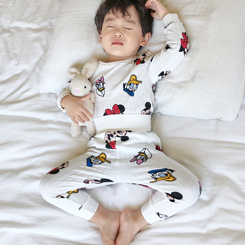 BABY AUTUMN CLOTHES AUTUMN PANTS SET COTTON BABY UNDERWEAR CHILDRENS MALE COTTON SWEATER WOMENS HIGH-WAISTED BELLY PROTECTION SPRING PAJAMAS