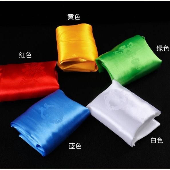 精品提花八吉祥哈达藏族用品蒙古族礼仪绸布暗花蓝色五色长1.2