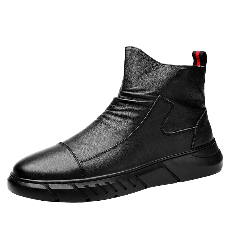 SPRING MENS SHOES HIGH-TOP MARTIN BOOTS BRITISH STYLE LEATHER SHOES CARGO LEATHER BOOTS NORTHEAST SNOW BOOTS VELVET WARM COTTON SHOES