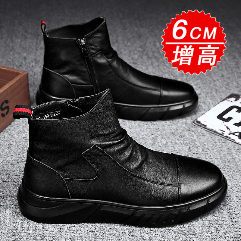 SPRING MENS SHOES HIGH-TOP MARTIN BOOTS BRITISH STYLE LEATHER SHOES CARGO LEATHER BOOTS NORTHEAST SNOW BOOTS VELVET WARM COTTON SHOES