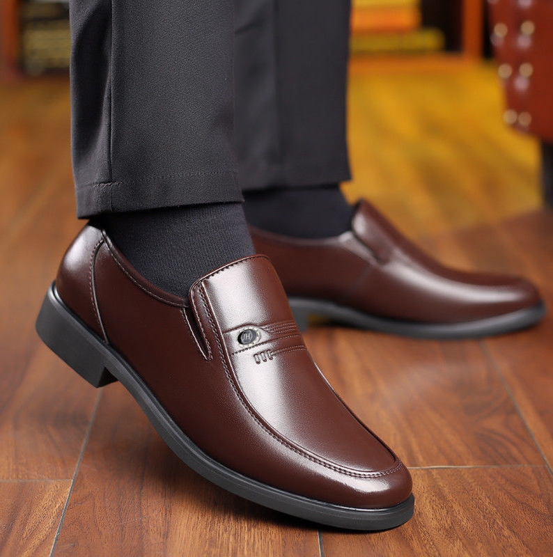 100% FULL COW LEATHER MENS LEATHER SHOES SPRING AND AUTUMN NEW BUSINESS CASUAL LEATHER SHOES GENUINE LEATHER COWHIDE MIDDLE AND ELDERLY DAD SHOES