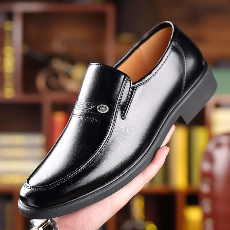 100% FULL COW LEATHER MENS LEATHER SHOES SPRING AND AUTUMN NEW BUSINESS CASUAL LEATHER SHOES GENUINE LEATHER COWHIDE MIDDLE AND ELDERLY DAD SHOES