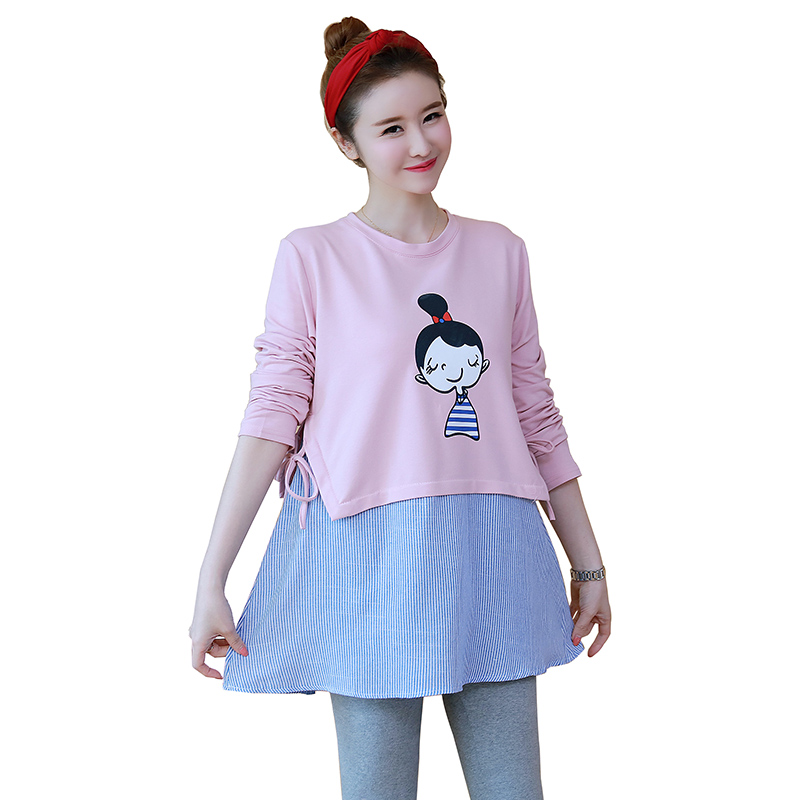 출산 가을 정장 패션 2024 새로운 치마 출산 옷 가을 탑 여성 봄 가을 작은 드레스